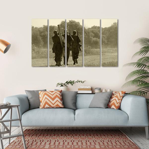 World War II Era Soldiers Canvas Wall Art-5 Horizontal-Gallery Wrap-22" x 12"-Tiaracle