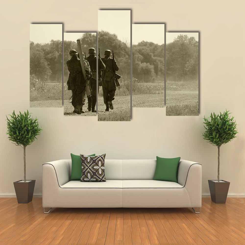World War II Era Soldiers Canvas Wall Art-5 Pop-Gallery Wrap-32" x 21"-Tiaracle