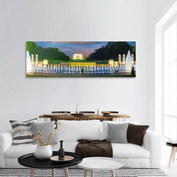 World War II Memorial In Washington Panoramic Canvas Wall Art-1 Piece-36" x 12"-Tiaracle