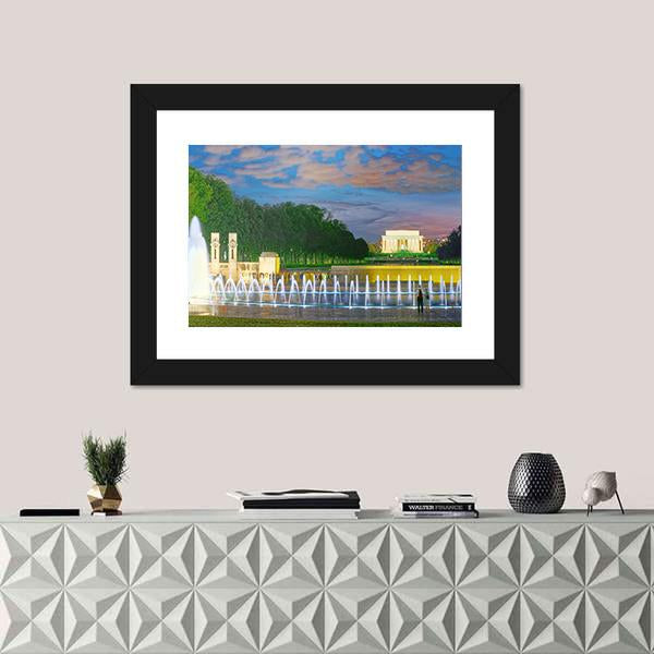 World War II Memorial In Washington Panoramic Canvas Wall Art-1 Piece-36" x 12"-Tiaracle