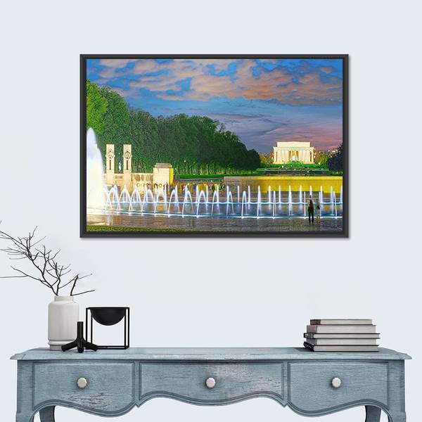World War II Memorial In Washington Panoramic Canvas Wall Art-1 Piece-36" x 12"-Tiaracle