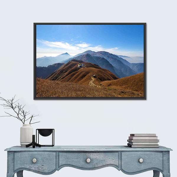 Wugong Mountain Trekking Canvas Wall Art-1 Piece-Floating Frame-24" x 16"-Tiaracle