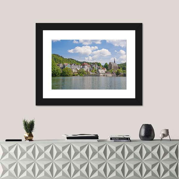 Wupper River Reservoir Canvas Wall Art-1 Piece-Framed Print-20" x 16"-Tiaracle