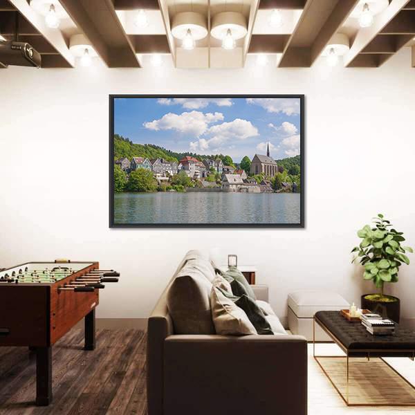 Wupper River Reservoir Canvas Wall Art-3 Horizontal-Gallery Wrap-25" x 16"-Tiaracle