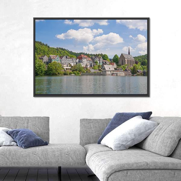 Wupper River Reservoir Canvas Wall Art-3 Horizontal-Gallery Wrap-25" x 16"-Tiaracle