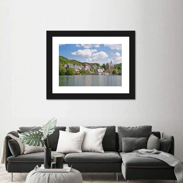 Wupper River Reservoir Canvas Wall Art-3 Horizontal-Gallery Wrap-25" x 16"-Tiaracle