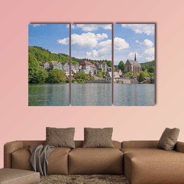 Wupper River Reservoir Canvas Wall Art-3 Horizontal-Gallery Wrap-25" x 16"-Tiaracle