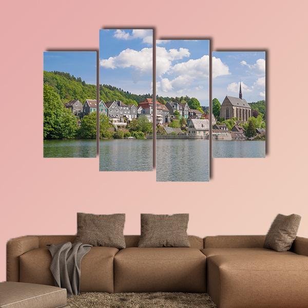 Wupper River Reservoir Canvas Wall Art-4 Pop-Gallery Wrap-50" x 32"-Tiaracle