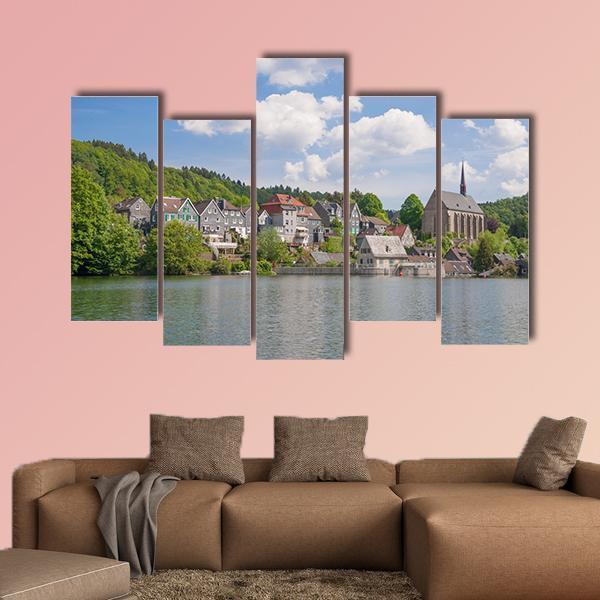 Wupper River Reservoir Canvas Wall Art-5 Pop-Gallery Wrap-47" x 32"-Tiaracle