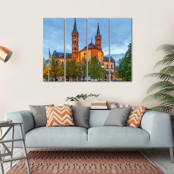 Wurzburg Cathedral In Bavaria Canvas Wall Art-4 Horizontal-Gallery Wrap-34" x 24"-Tiaracle
