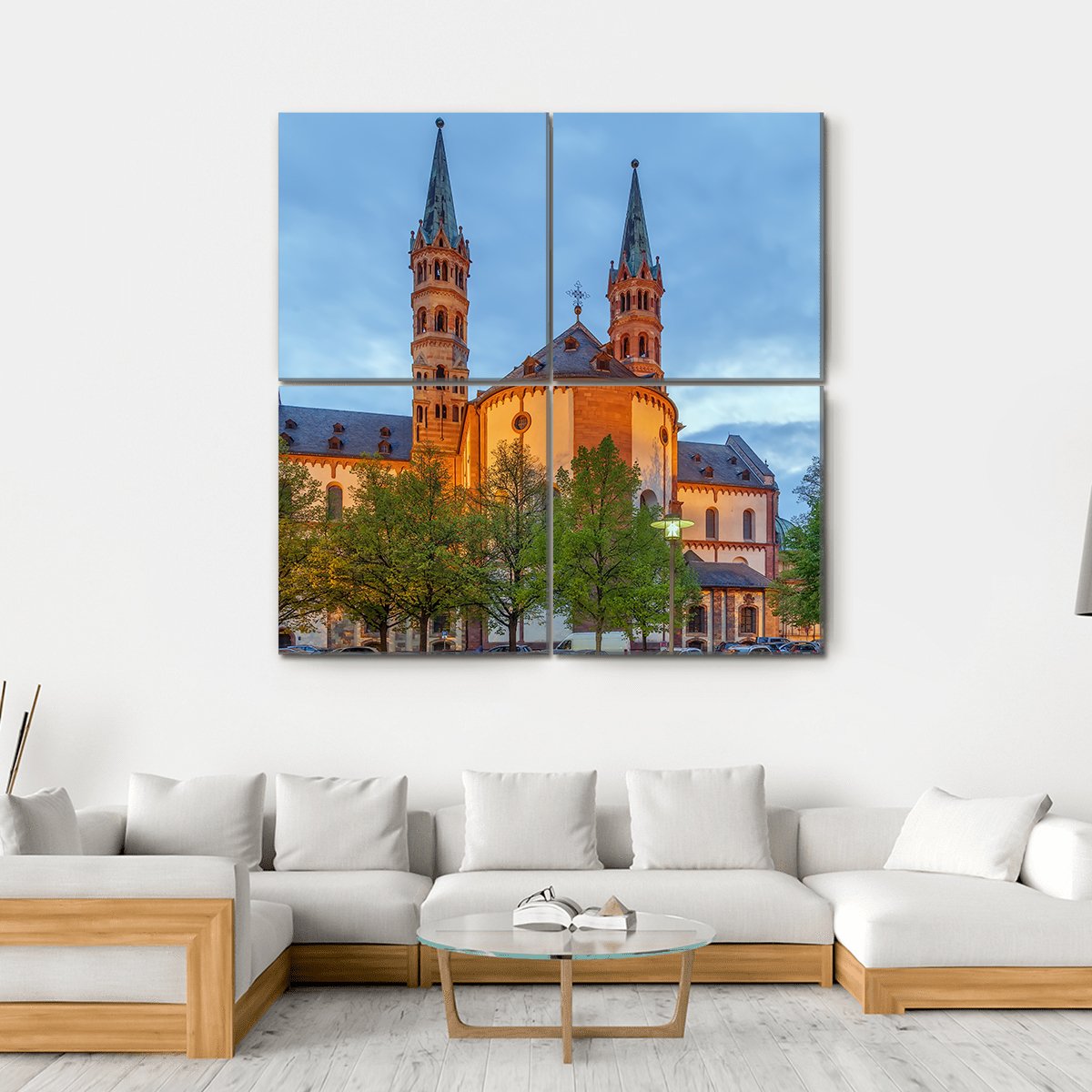 Wurzburg Cathedral In Bavaria Canvas Wall Art-4 Square-Gallery Wrap-17" x 17"-Tiaracle