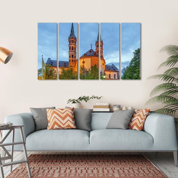 Wurzburg Cathedral In Bavaria Canvas Wall Art-5 Horizontal-Gallery Wrap-22" x 12"-Tiaracle