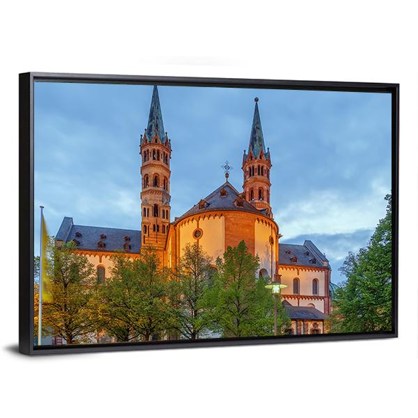 Wurzburg Cathedral In Bavaria Canvas Wall Art-3 Horizontal-Gallery Wrap-25" x 16"-Tiaracle