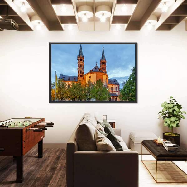 Wurzburg Cathedral In Bavaria Canvas Wall Art-3 Horizontal-Gallery Wrap-25" x 16"-Tiaracle