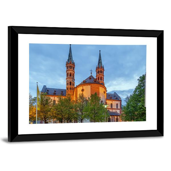 Wurzburg Cathedral In Bavaria Canvas Wall Art-3 Horizontal-Gallery Wrap-25" x 16"-Tiaracle