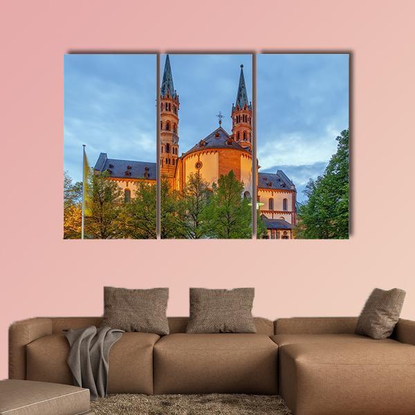 Wurzburg Cathedral In Bavaria Canvas Wall Art-3 Horizontal-Gallery Wrap-25" x 16"-Tiaracle