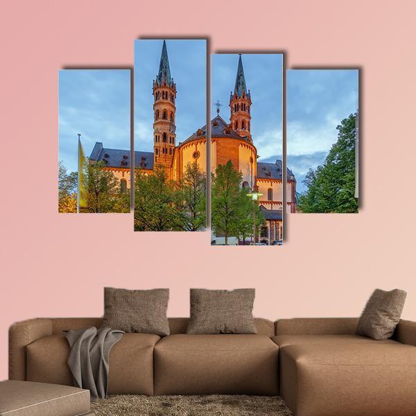 Wurzburg Cathedral In Bavaria Canvas Wall Art-3 Horizontal-Gallery Wrap-25" x 16"-Tiaracle