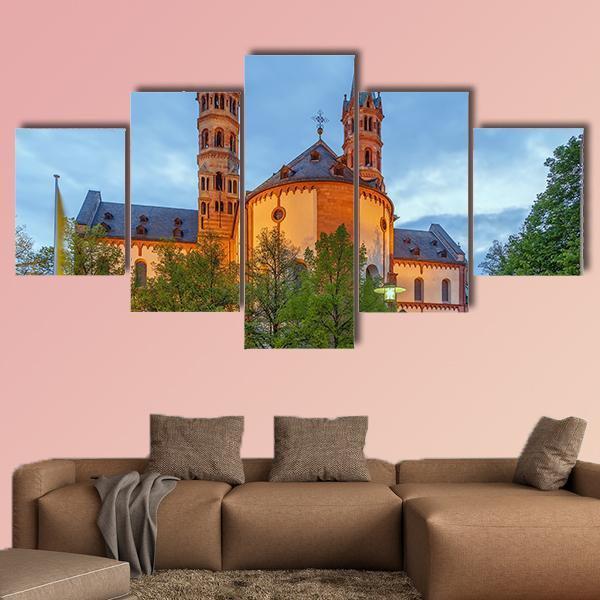 Wurzburg Cathedral In Bavaria Canvas Wall Art-5 Star-Gallery Wrap-62" x 32"-Tiaracle