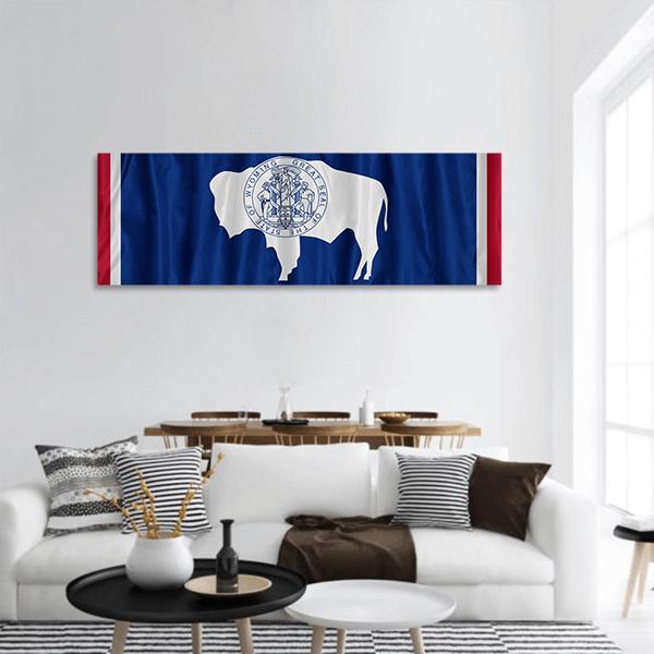 Wyoming Flag Panoramic Canvas Wall Art-3 Piece-25" x 08"-Tiaracle