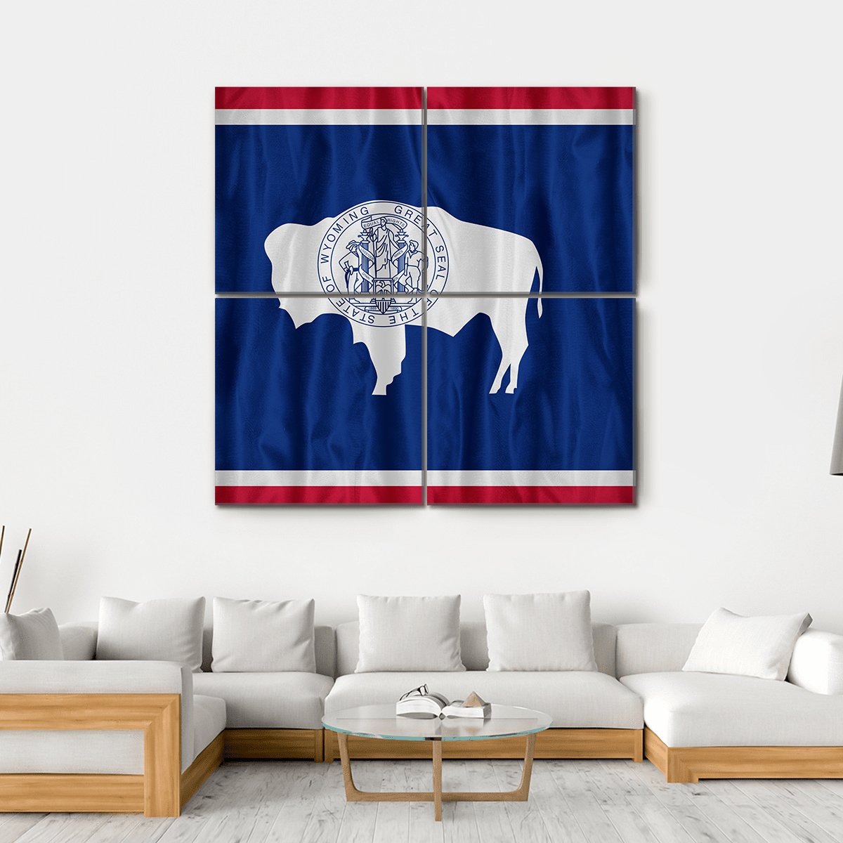 Wyoming Flag Pattern Canvas Wall Art-4 Square-Gallery Wrap-17" x 17"-Tiaracle