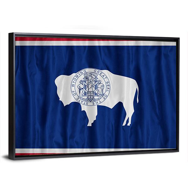 Wyoming Flag Pattern Canvas Wall Art-1 Piece-Floating Frame-36" x 24"-Tiaracle