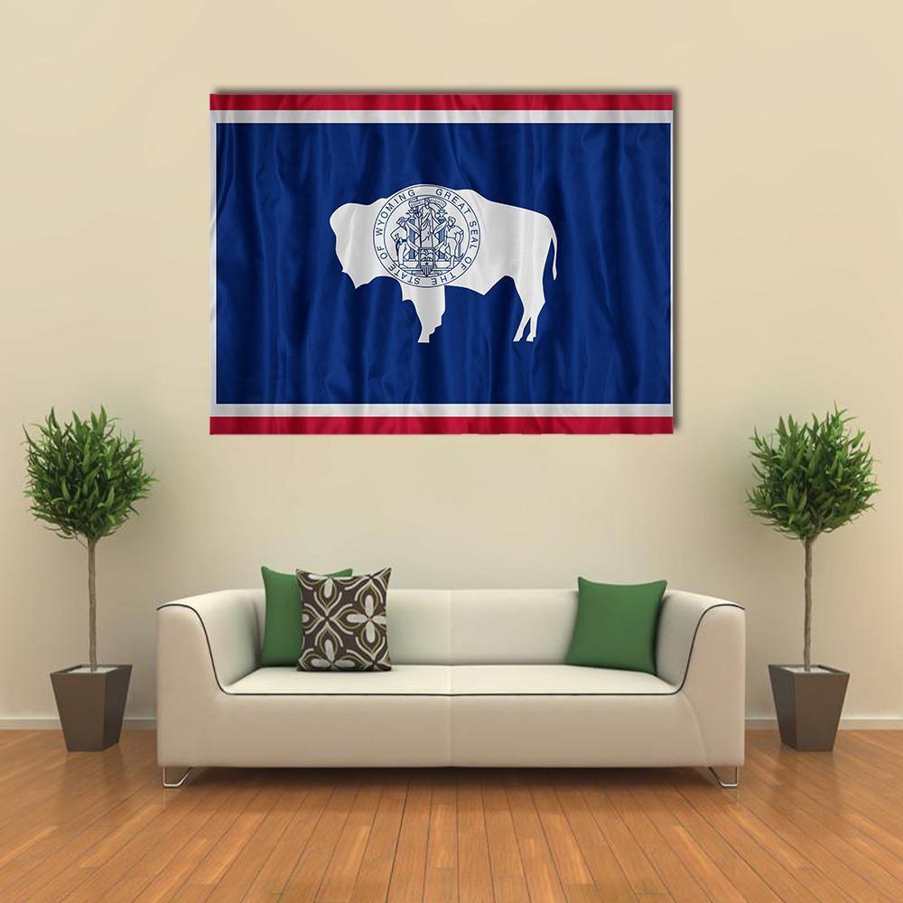 Wyoming Flag Pattern Canvas Wall Art-1 Piece-Gallery Wrap-48" x 32"-Tiaracle