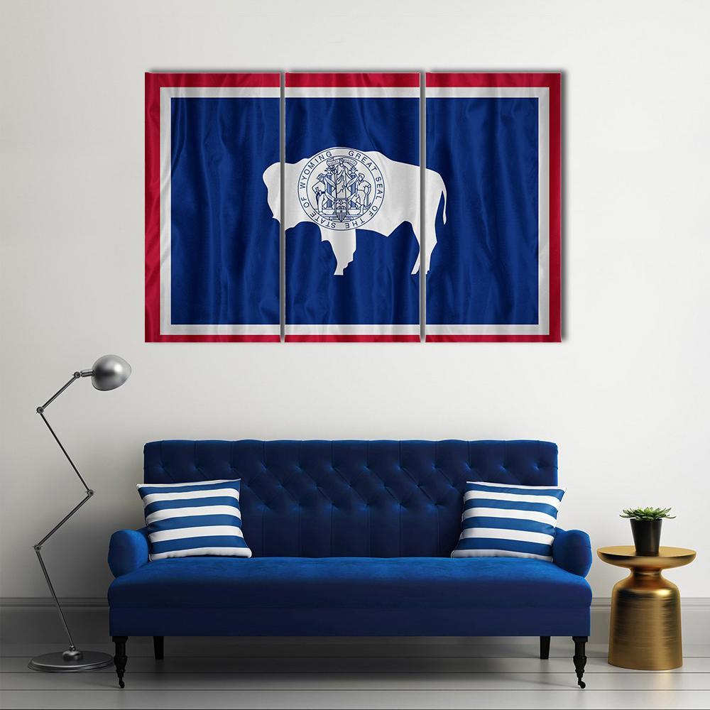 Wyoming Flag Pattern Canvas Wall Art-3 Horizontal-Gallery Wrap-37" x 24"-Tiaracle