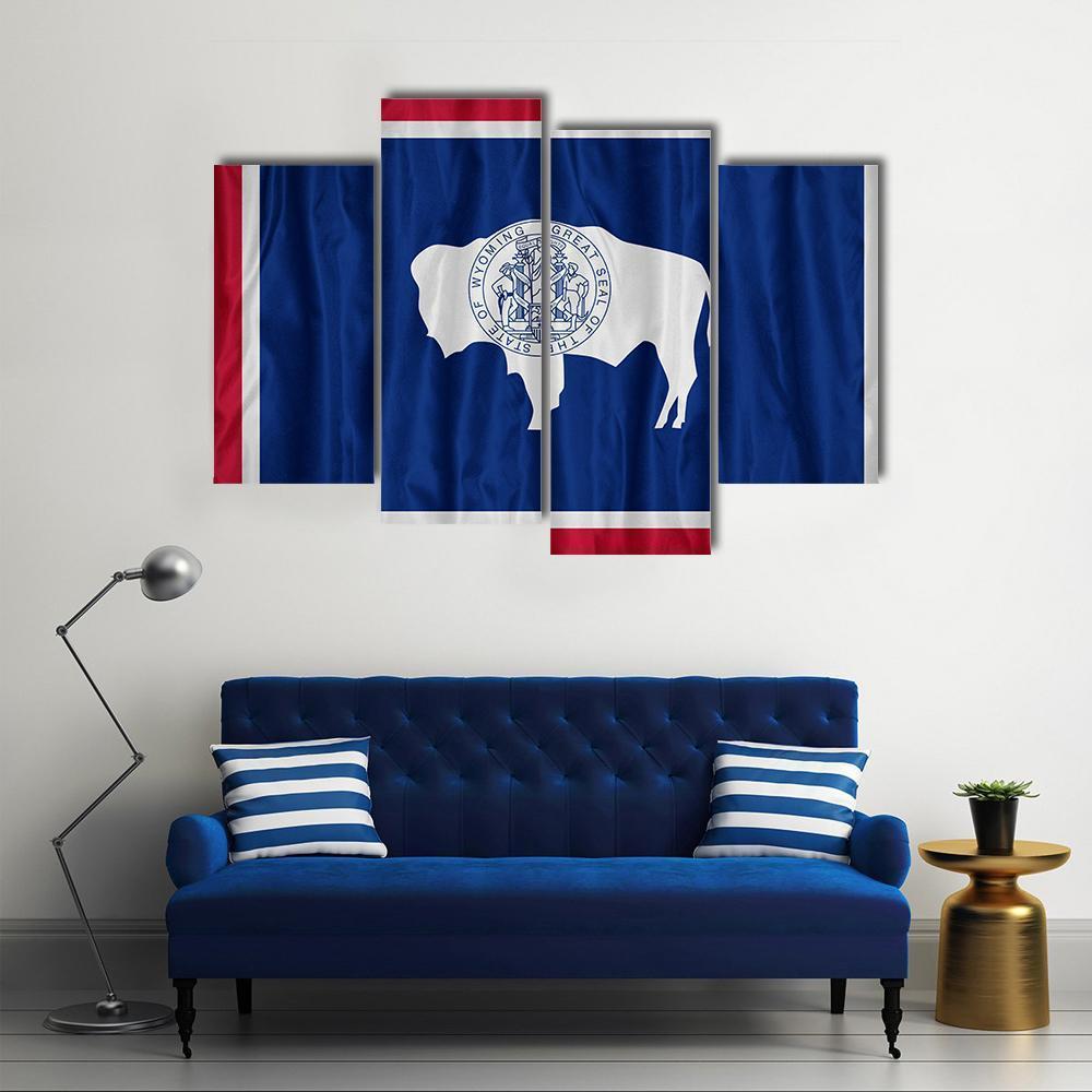 Wyoming Flag Pattern Canvas Wall Art-4 Pop-Gallery Wrap-50" x 32"-Tiaracle