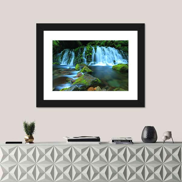 Xia Yuan Waterfall Canvas Wall Art-1 Piece-Framed Print-20" x 16"-Tiaracle