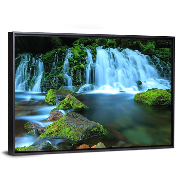Xia Yuan Waterfall Canvas Wall Art-3 Horizontal-Gallery Wrap-25" x 16"-Tiaracle