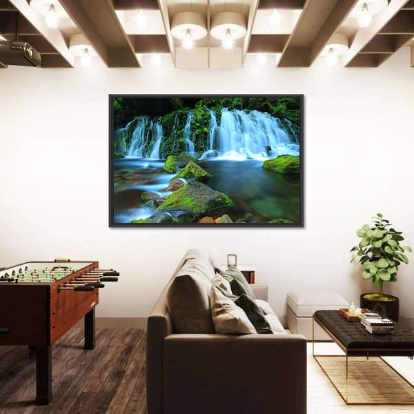 Xia Yuan Waterfall Canvas Wall Art-3 Horizontal-Gallery Wrap-25" x 16"-Tiaracle