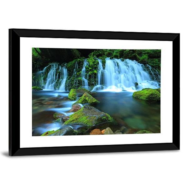 Xia Yuan Waterfall Canvas Wall Art-3 Horizontal-Gallery Wrap-25" x 16"-Tiaracle