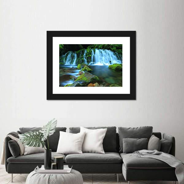 Xia Yuan Waterfall Canvas Wall Art-3 Horizontal-Gallery Wrap-25" x 16"-Tiaracle
