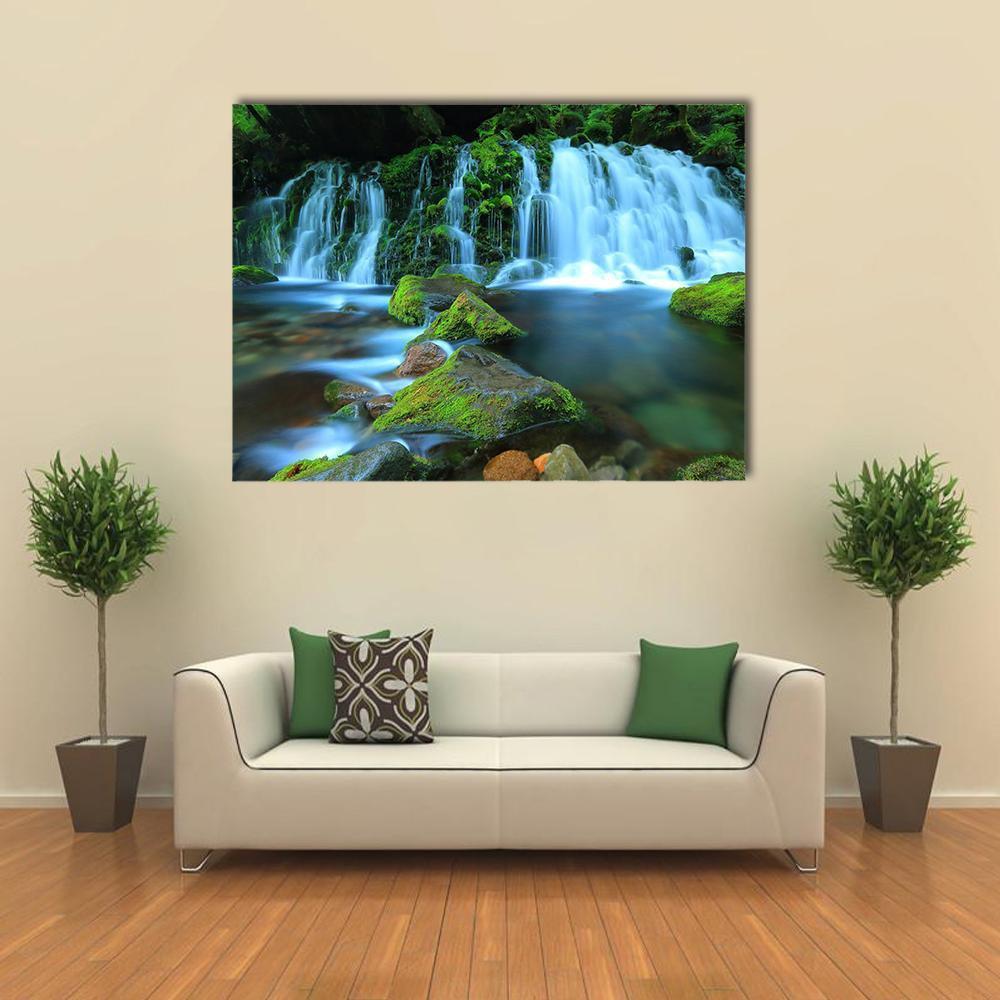 Xia Yuan Waterfall Canvas Wall Art-1 Piece-Gallery Wrap-48" x 32"-Tiaracle