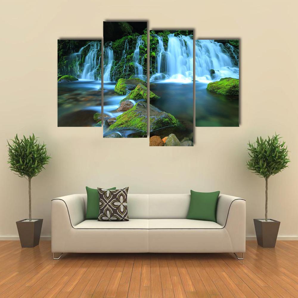 Xia Yuan Waterfall Canvas Wall Art-1 Piece-Gallery Wrap-48" x 32"-Tiaracle