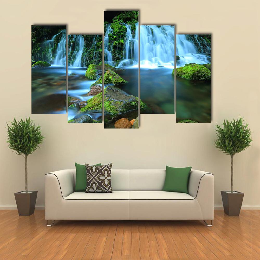 Xia Yuan Waterfall Canvas Wall Art-5 Pop-Gallery Wrap-47" x 32"-Tiaracle