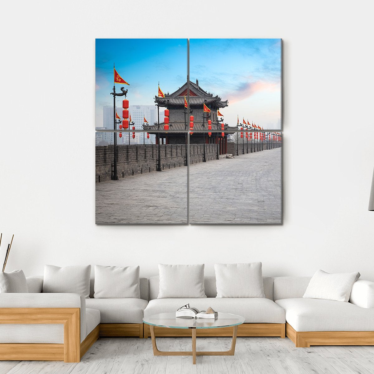 Xian City Wall Canvas Wall Art-4 Square-Gallery Wrap-17" x 17"-Tiaracle