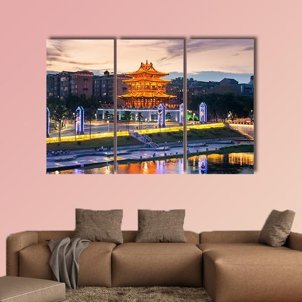 Xiaoyao Tower In Guilin China Canvas Wall Art-3 Horizontal-Gallery Wrap-25" x 16"-Tiaracle