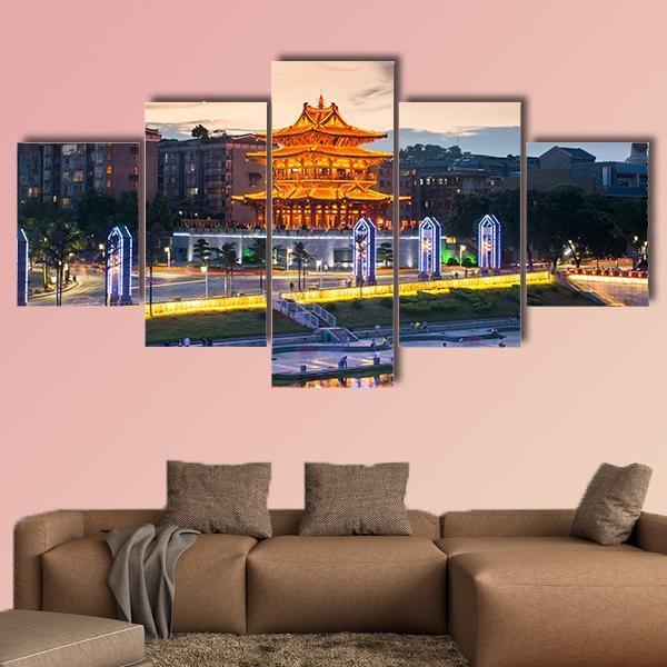 Xiaoyao Tower In Guilin China Canvas Wall Art-5 Star-Gallery Wrap-62" x 32"-Tiaracle