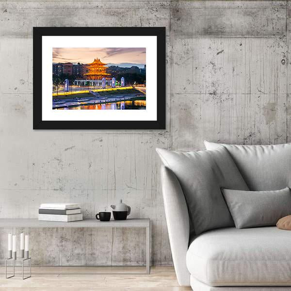 Xiaoyao Tower In Guilin China Panoramic Canvas Wall Art-1 Piece-36" x 12"-Tiaracle