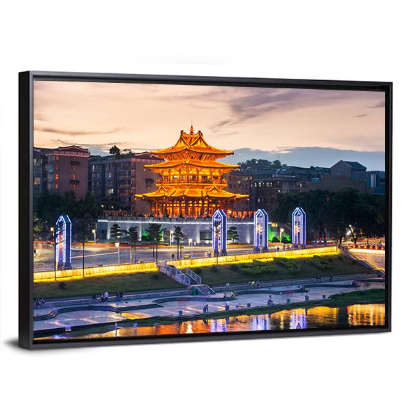 Xiaoyao Tower In Guilin China Panoramic Canvas Wall Art-1 Piece-36" x 12"-Tiaracle