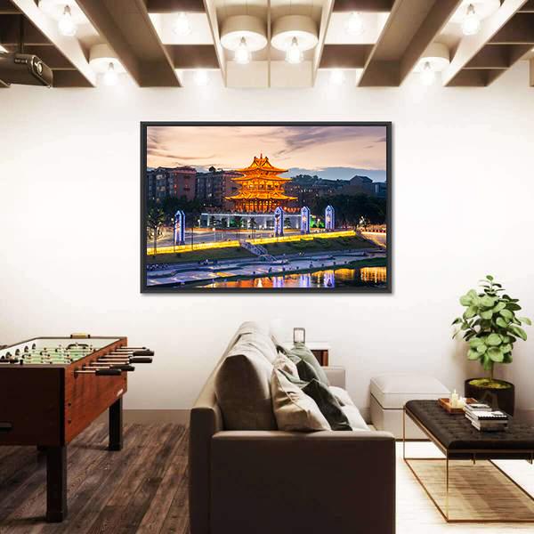 Xiaoyao Tower In Guilin China Panoramic Canvas Wall Art-1 Piece-36" x 12"-Tiaracle
