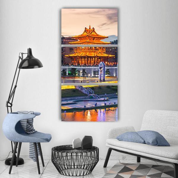 Xiaoyao Tower In Guilin China Vertical Canvas Wall Art-3 Vertical-Gallery Wrap-12" x 25"-Tiaracle