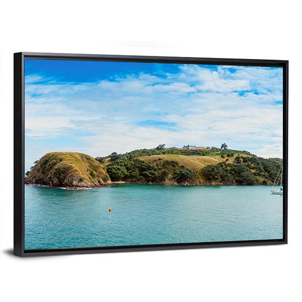 Yacht In Bay In New Zealand Canvas Wall Art-5 Horizontal-Gallery Wrap-22" x 12"-Tiaracle