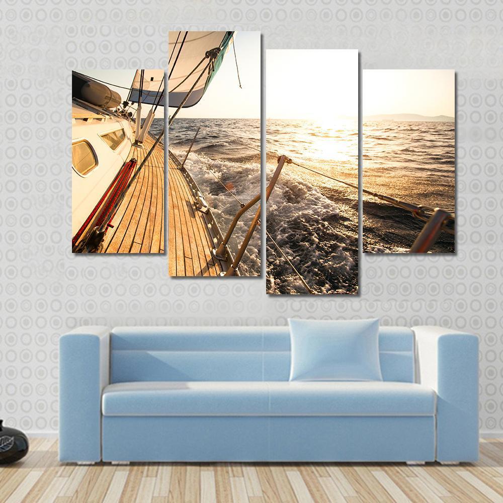 Yacht Sailing Regatta Canvas Wall Art-1 Piece-Gallery Wrap-48" x 32"-Tiaracle