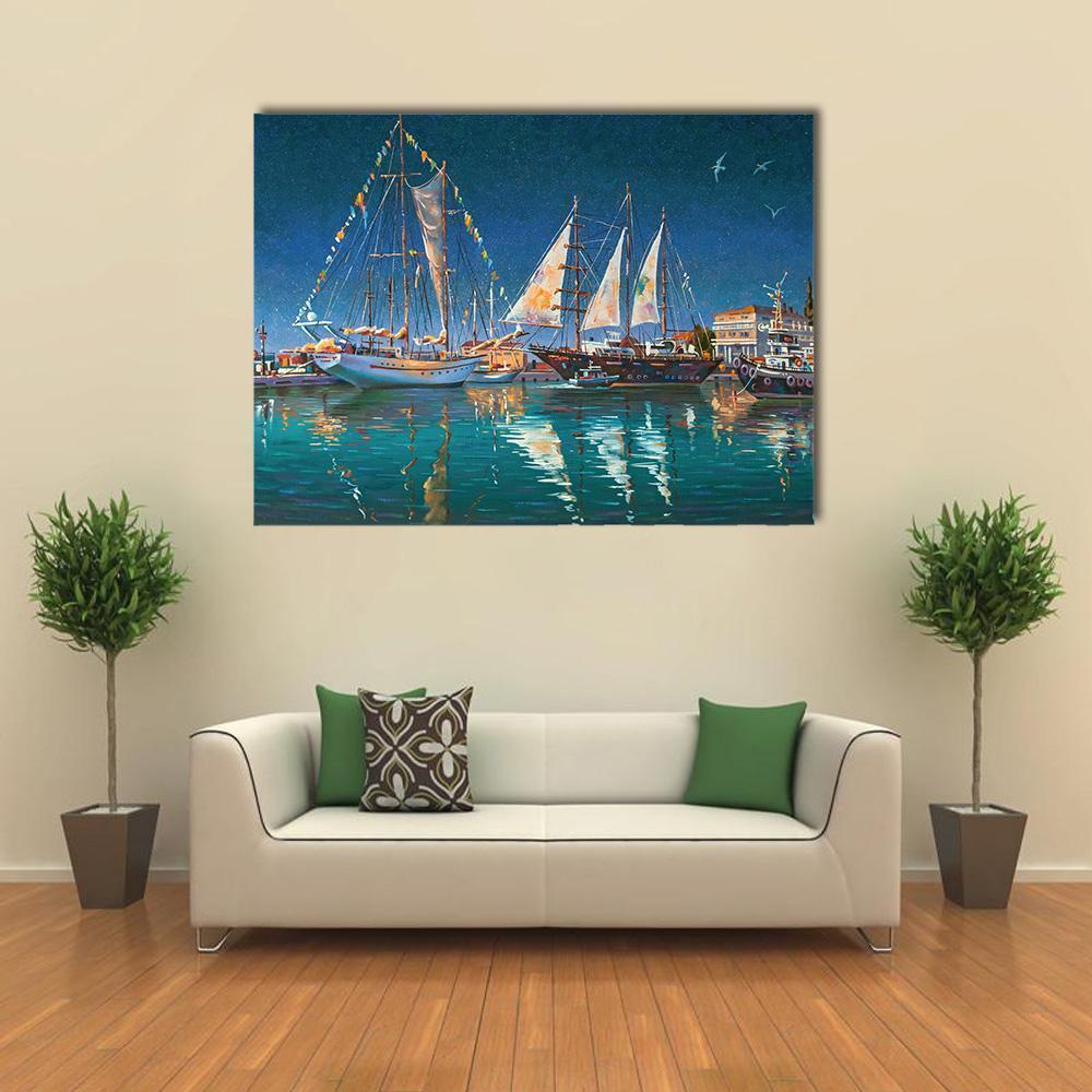 Yachts in Sochi Canvas Wall Art-1 Piece-Gallery Wrap-36" x 24"-Tiaracle