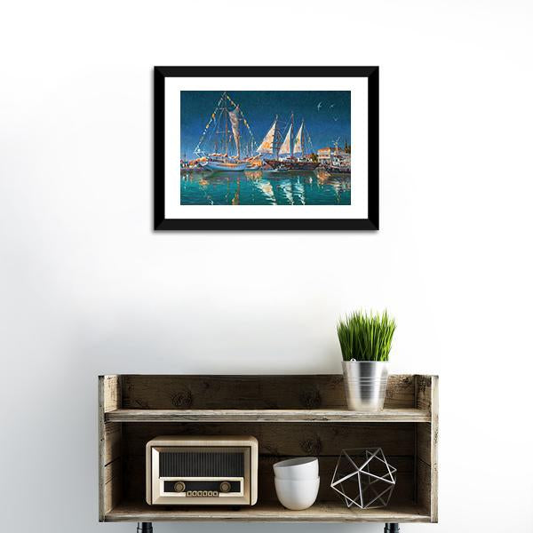 Yachts in Sochi Canvas Wall Art-1 Piece-Framed Print-20" x 16"-Tiaracle