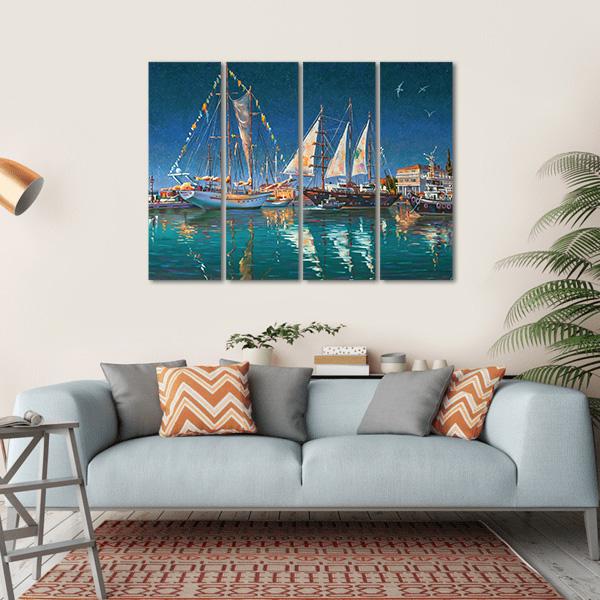 Yachts in Sochi Canvas Wall Art-4 Horizontal-Gallery Wrap-34" x 24"-Tiaracle