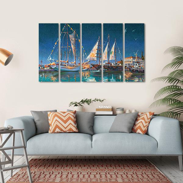 Yachts in Sochi Canvas Wall Art-5 Horizontal-Gallery Wrap-22" x 12"-Tiaracle