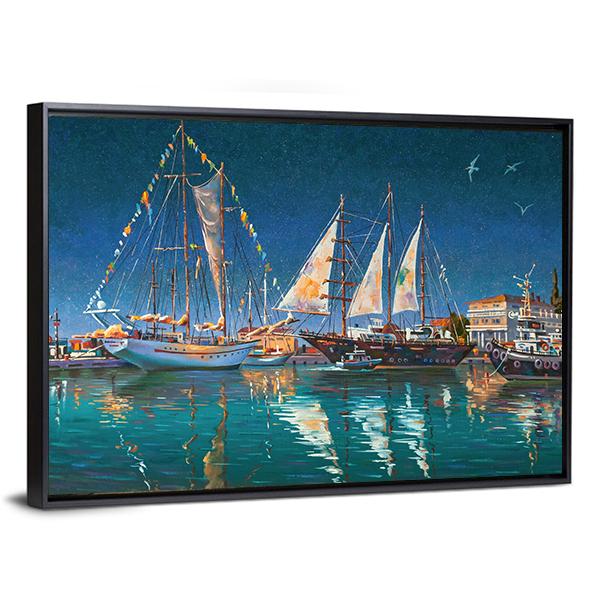Yachts in Sochi Canvas Wall Art-3 Horizontal-Gallery Wrap-25" x 16"-Tiaracle